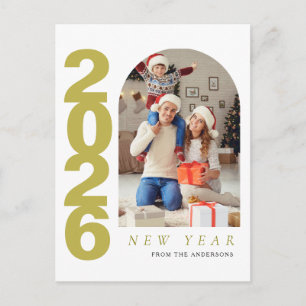 Cartes Pour Fêtes Annuelles Photo de famille élégant minimaliste Bonne Année