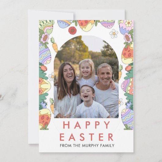 Cartes Pour Fêtes Annuelles Photo de famille élégante et colorée de Pâques ave (Devant)