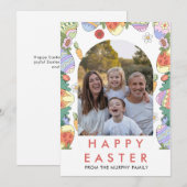 Cartes Pour Fêtes Annuelles Photo de famille élégante et colorée de Pâques ave (Devant / Derrière)