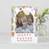 Cartes Pour Fêtes Annuelles Photo de famille élégante et colorée de Pâques ave (Debout devant)