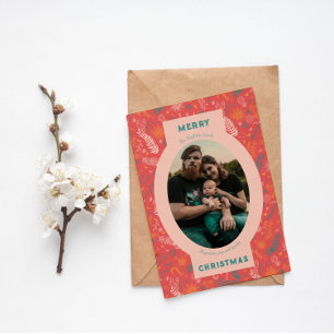 Cartes Pour Fêtes Annuelles Photo de famille en gribouillis orange