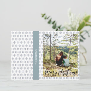 Cartes Pour Fêtes Annuelles Photo de famille encadrée de Noël Bleu blanc