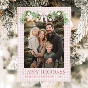 Cartes Pour Fêtes Annuelles Photo de famille fantaisiste avec un nœud rose gra