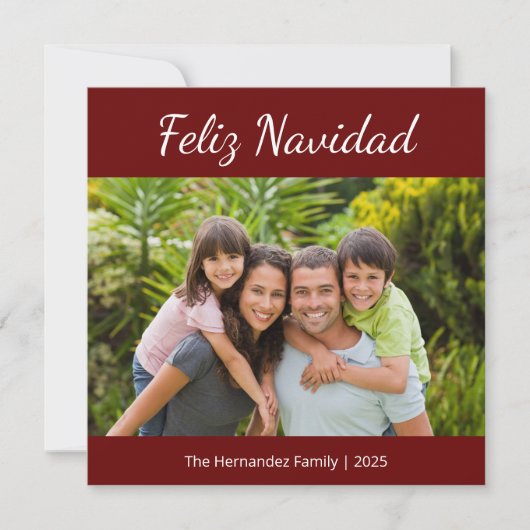 Cartes Pour Fêtes Annuelles Photo de famille Feliz Navidad Modern Christmas Ro (Devant)