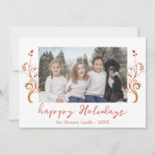 Cartes Pour Fêtes Annuelles Photo de famille Feuillage rouge Noël Joyeux (Devant)