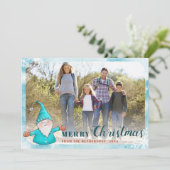 Cartes Pour Fêtes Annuelles Photo de famille Gnome Turquoise bleu Noël (Debout devant)