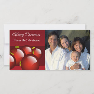 Cartes Pour Fêtes Annuelles Photo de famille Gold & Red Ornamy