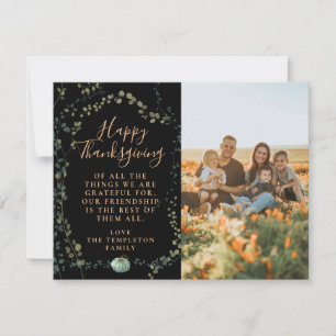 Cartes Pour Fêtes Annuelles Photo de famille Green Black Thanksgiving