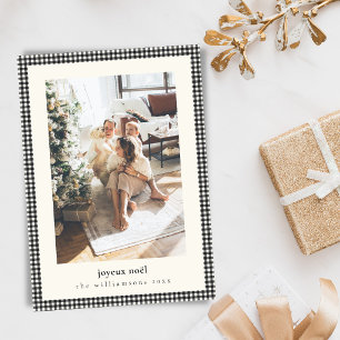 Cartes Pour Fêtes Annuelles Photo de famille Joyeux Noel à carreaux noir et bl
