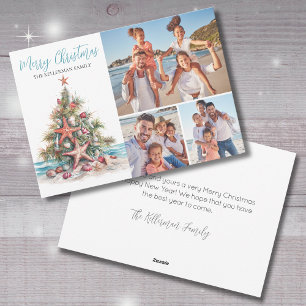 Cartes Pour Fêtes Annuelles Photo de famille joyeux Noël à la plage