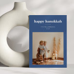 Cartes Pour Fêtes Annuelles Photo de famille minimaliste bleu moderne pour Han<br><div class="desc">Célébrez Hanukkah avec cette carte de vœux élégante et minimaliste. Avec une bordure bleue et un espace pour un nom de famille personnalisé et l'année, ce design moderne est une belle façon d'envoyer des vœux de fêtes. Parfait pour partager des moments en famille et célébrer le festival des lumières, cette...</div>