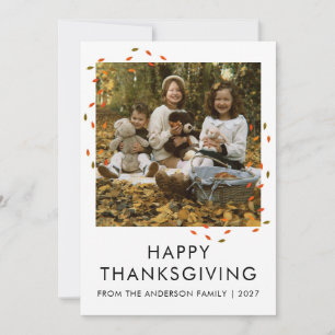 Cartes Pour Fêtes Annuelles Photo de famille minimaliste d'automne pour Thanks