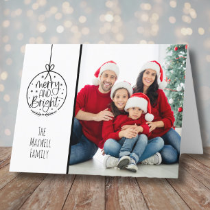 Cartes Pour Fêtes Annuelles Photo de famille minimaliste Joyeux Noël brillant