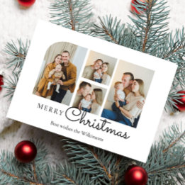 Cartes Pour Fêtes Annuelles photo de famille minimaliste pour Noël à quatre
