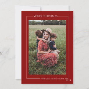 Cartes Pour Fêtes Annuelles Photo de famille minimaliste rouge