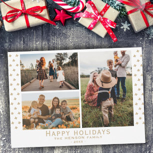 Cartes Pour Fêtes Annuelles Photo de famille moderne à motif floral Noël