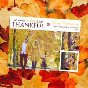Cartes Pour Fêtes Annuelles Photo de famille moderne de Thanksgiving heureux a