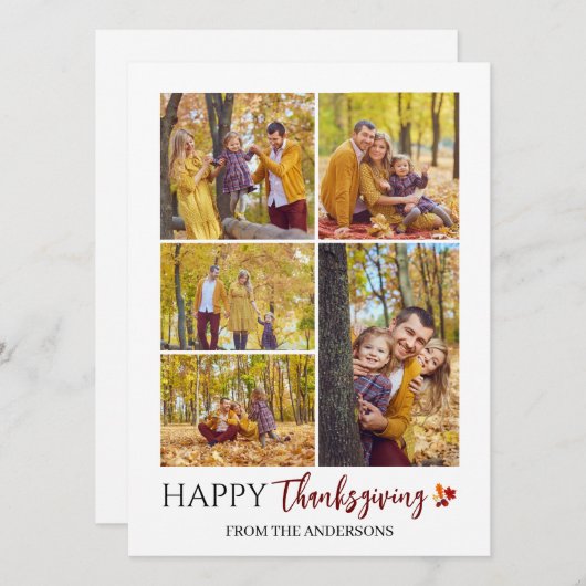 Cartes Pour Fêtes Annuelles Photo de famille moderne de Thanksgiving heureux F (Devant / Derrière)