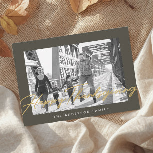Cartes Pour Fêtes Annuelles Photo de famille moderne joyeuse fête de Thanksgiv