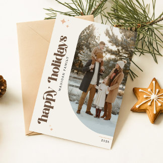 Cartes Pour Fêtes Annuelles Photo de famille moderne Joyeux Noël rétro