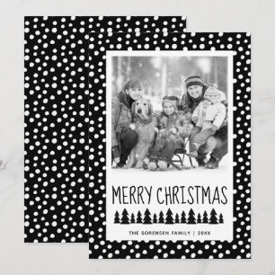 Cartes Pour Fêtes Annuelles Photo de famille moderne points noirs et blancs