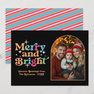 Cartes Pour Fêtes Annuelles Photo de famille moderne rétro de Noël d'hiver nor