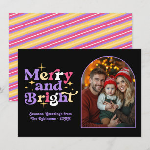 Cartes Pour Fêtes Annuelles Photo de famille moderne rétro de Noël Moody Luxe