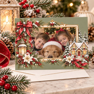Cartes Pour Fêtes Annuelles Photo de famille Noël aquarelle vintage pour les f