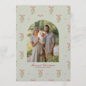 Cartes Pour Fêtes Annuelles Photo de famille Noël Arc en Sage Rouge et Verdure (Devant)