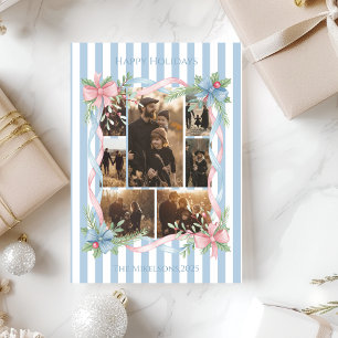Cartes Pour Fêtes Annuelles Photo de famille Noël au bonbon pastel