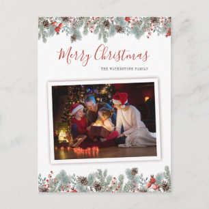 Cartes Pour Fêtes Annuelles Photo de famille Noël botanique rustique