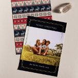 Cartes Pour Fêtes Annuelles Photo de famille Noël géométrique<br><div class="desc">Doté d'un cadre géométrique de fête traditionnel contre un arrière - plan bleu, ce carte photo de famille de Noël est parfait pour envoyer un message de Noël à des amis et à la famille. Customisez avec vos propres salutations en cliquant sur le bouton "Personnaliser". L'envers est un motif laide...</div>