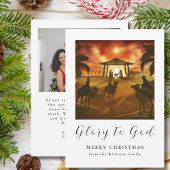 Cartes Pour Fêtes Annuelles Photo de famille Noël Nativité Gloire à Dieu