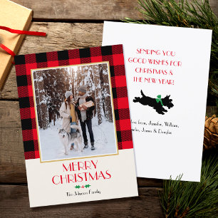 Cartes Pour Fêtes Annuelles Photo de famille Noël Personnalisé Russe Rouge Pla