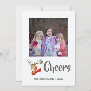 Cartes Pour Fêtes Annuelles Photo de famille Noël Renne Rétro Vintage
