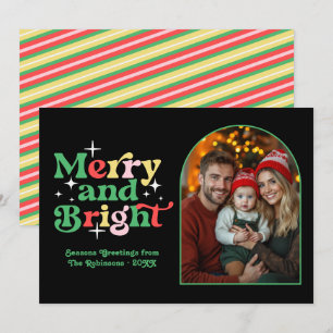 Cartes Pour Fêtes Annuelles Photo de famille Noël Rétro Moderne Luxe Art Déco