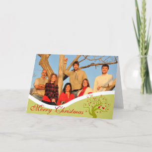 Cartes Pour Fêtes Annuelles Photo de famille Oiseaux mignons Chaux Arbre de No
