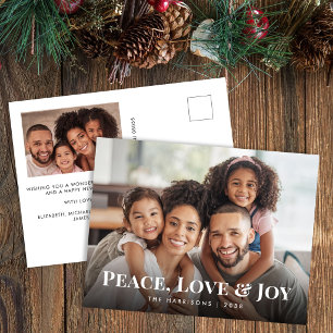 Cartes Pour Fêtes Annuelles Photo de famille Peace, Love And Joy pour Noël