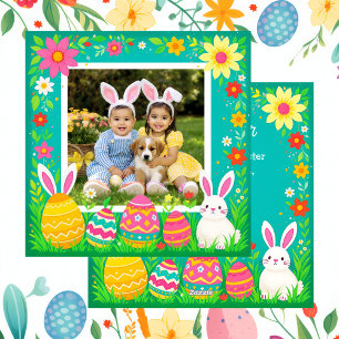 Cartes Pour Fêtes Annuelles Photo de famille personnalisé de Pâques adorable e