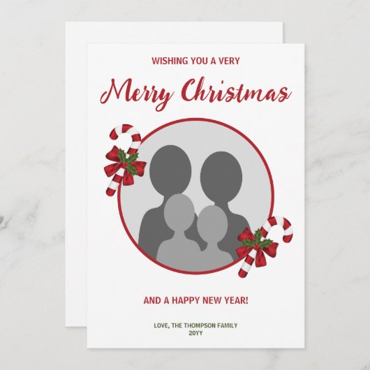 Cartes Pour Fêtes Annuelles Photo de famille personnalisée avec Sucres de cann (Devant / Derrière)