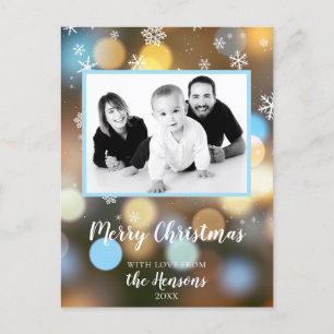 Cartes Pour Fêtes Annuelles Photo de famille personnalisée de Noël Bokeh