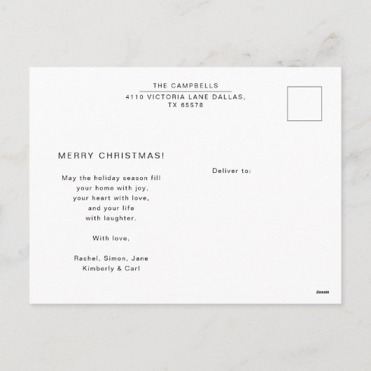 Cartes Pour Fêtes Annuelles Photo de famille personnalisée moderne Noël Vert (Dos)