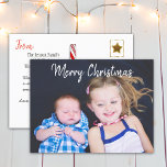 Cartes Pour Fêtes Annuelles Photo de famille personnalisée Noël<br><div class="desc">Ajoutez simplement la photo de vos enfants ou de votre famille à cette jolie carte postale Joyeux Noël. C'est une façon douce et abordable de dire Joyeux Noël à vos amis et votre famille et de les mettre à jour avec une photo! De mignons petits accents sur le dos de...</div>