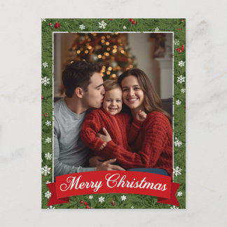 Cartes Pour Fêtes Annuelles Photo de famille personnalisée Végétation de Noël