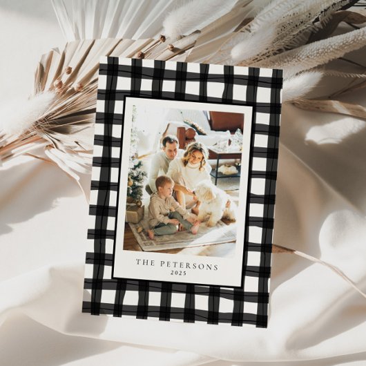 Cartes Pour Fêtes Annuelles Photo de famille retro moderne noir