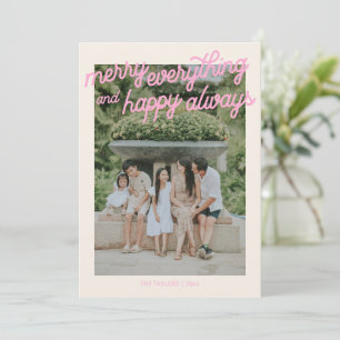 Cartes Pour Fêtes Annuelles Photo de famille rose Merry Everything Happy Alway