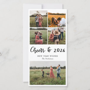 Cartes Pour Fêtes Annuelles Photo de famille   Salutations À 2026 Script Nouve