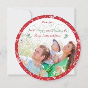 Cartes Pour Fêtes Annuelles Photo de famille Un joyeux petit Holiday Green Red