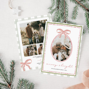 Cartes Pour Fêtes Annuelles Photo de famille vintage rose à nœud papillon pour