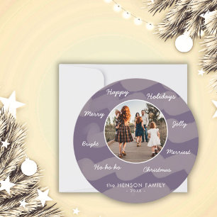 Cartes Pour Fêtes Annuelles Photo de famille Vœux de Noël aquarelle violette